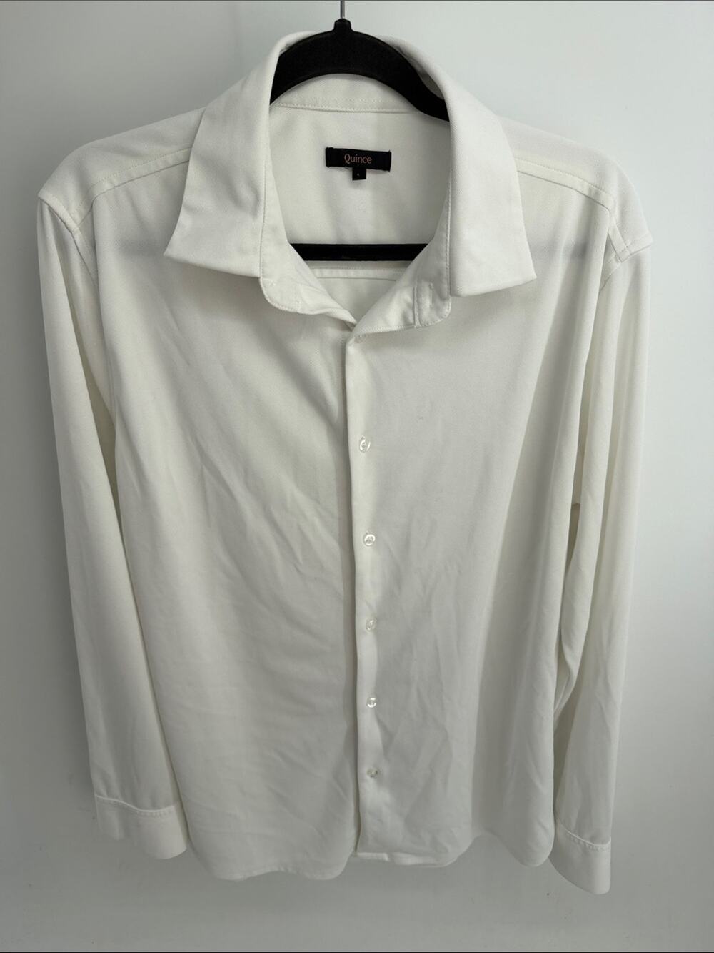 Quince Comfort Flex Performance fine knit long sleeve button up dress shirt sz L
